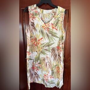 J. Jill Linen Dress with Leaf Print